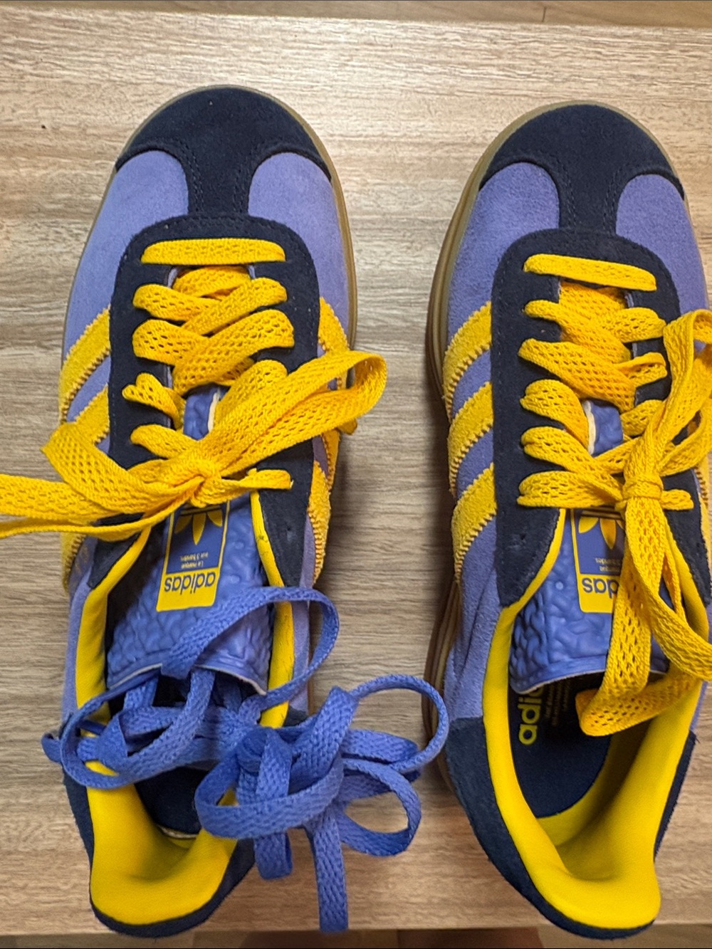 adidas Purple and Yellow Suede Low-Top Sneakers